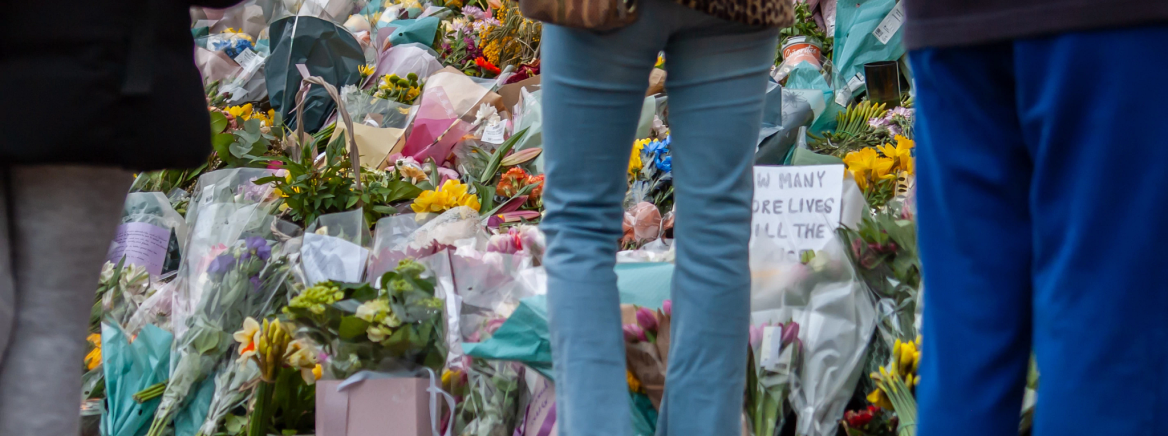 Vigil Flowers and tributes as part of a public vigil