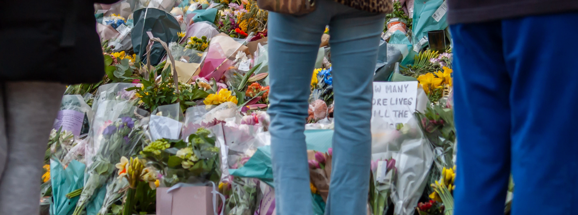 Flowers and tributes as part of a public vigil