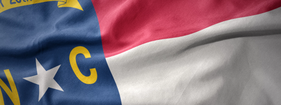 Waving colorful flag of the state of North Carolina.