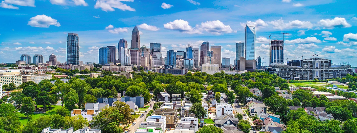 Drone,Aerial,Of,Downtown,Charlotte,,North,Carolina,,Nc,,Usa,Skyline.