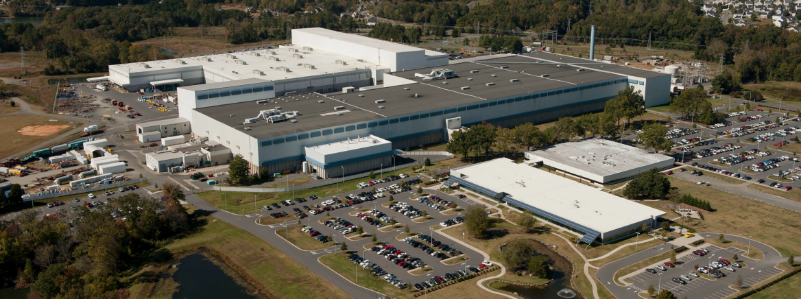 Aerial view of the Siemens Energy manufacturing facility in Mecklenburg County