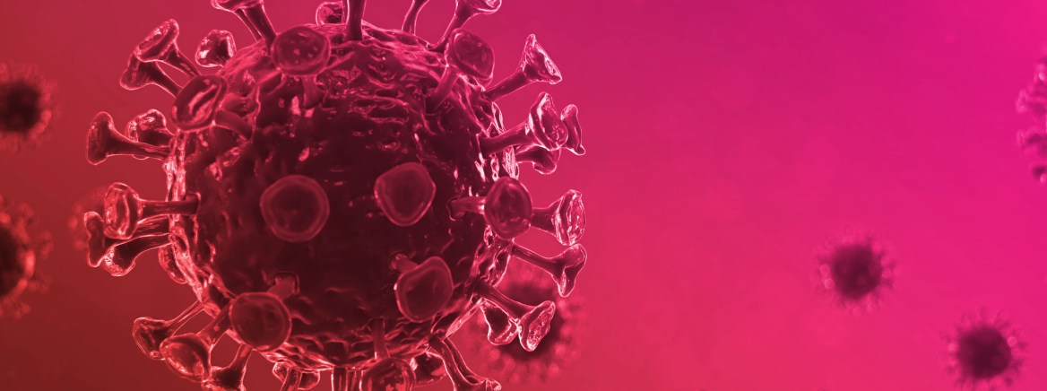 CGI image depicting the COVID-19 virus.