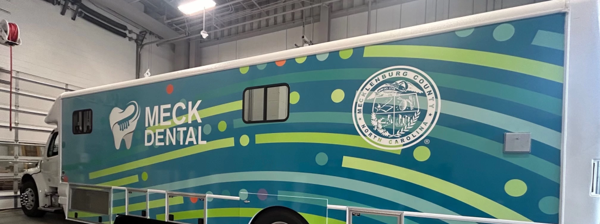 MeckDental Unit A side view of the Pyblic Health mobile dental unit