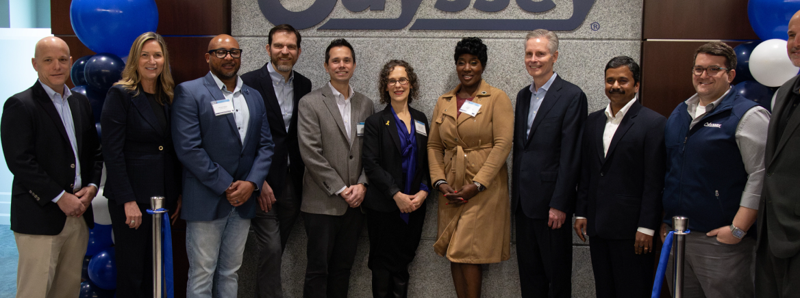 c The Odyssey-Logistics team holds a ribbon cuting for their neew headquarters in Mecklenburg County in March 2025.