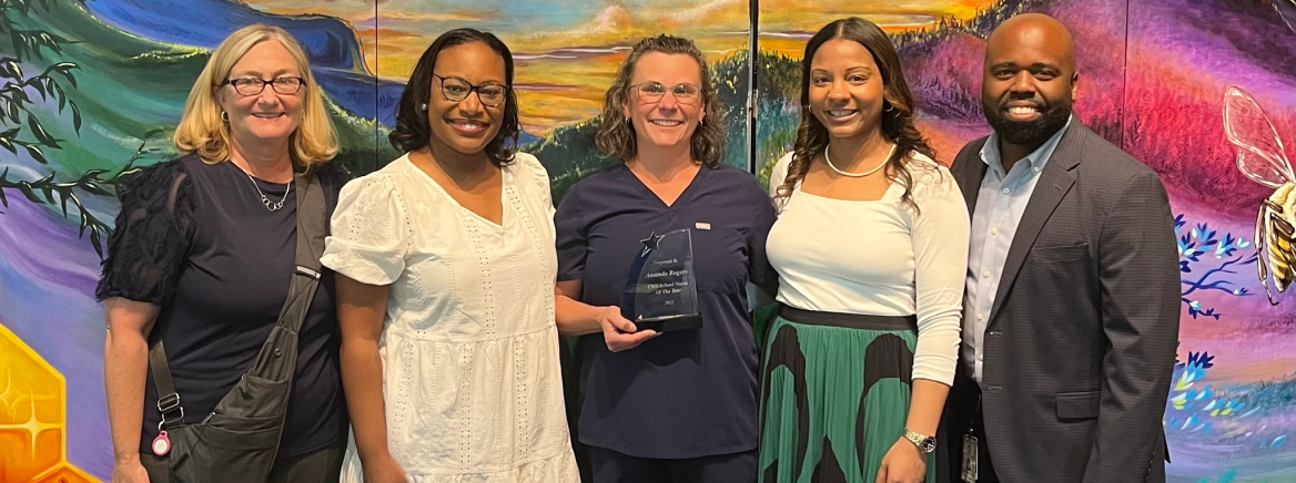 2025 School Nurse of the Year Nurse Supervisor Jodi Nelson, School Health Manager Fran Collins, Public Health School Left to Right: Nurse Amanda Rogers, School Health Director Tiffany Brown, and Health Director Dr. Raynard Washington.