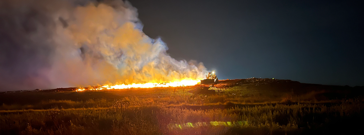 Landfill fire A fire erupting at a landfill.