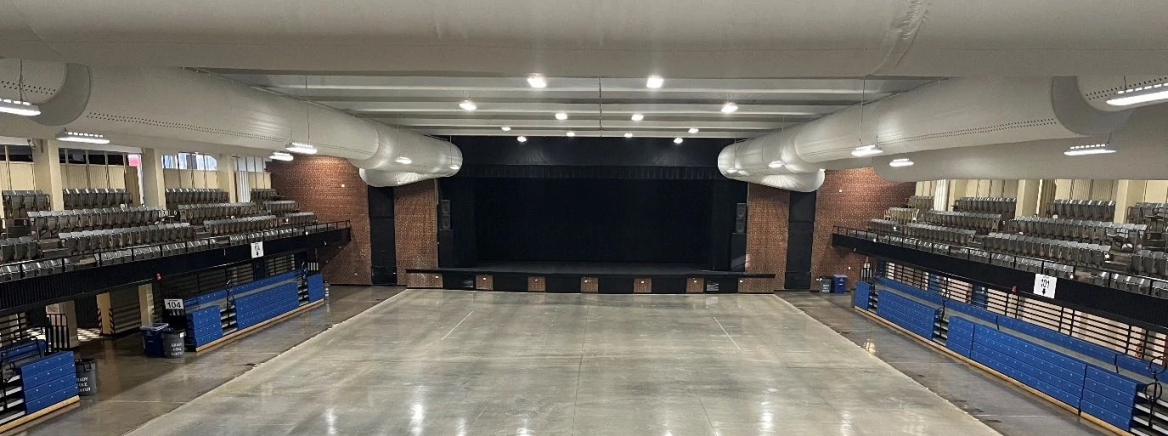 An interior overhead shot of the Grady Cole Center.