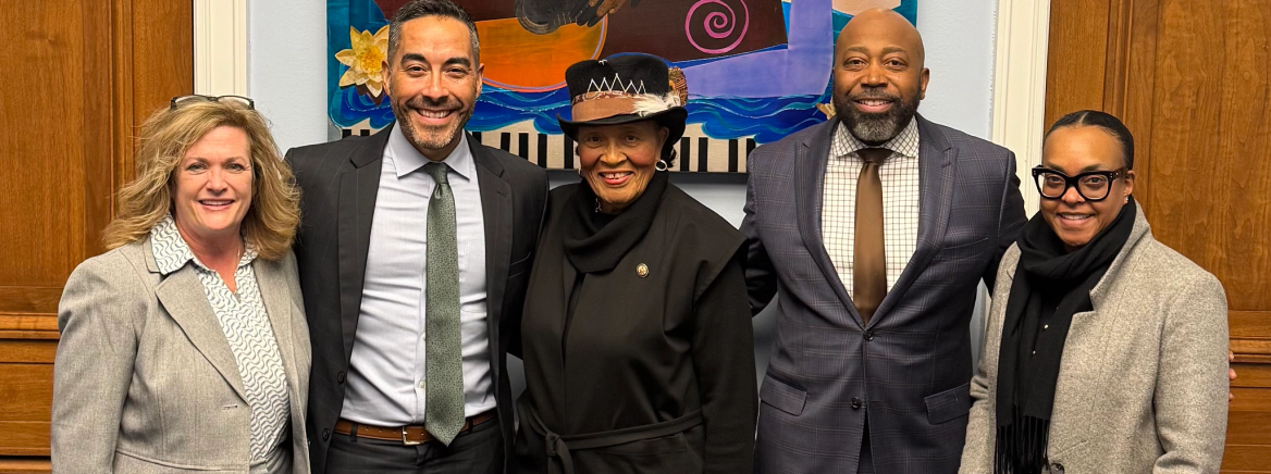 County leaders with Congresswoman Adams at the 2026 NACo Legislative Conference in Washington D.C.

Left to right: Deputy County Manager Michelle Attreed, Deputy County Manager Derrick Ramos, Congresswoman Alma Adams, County Manager Mike Bryant and Intergovernmental Affairs Manager Lisette Nimmons.
