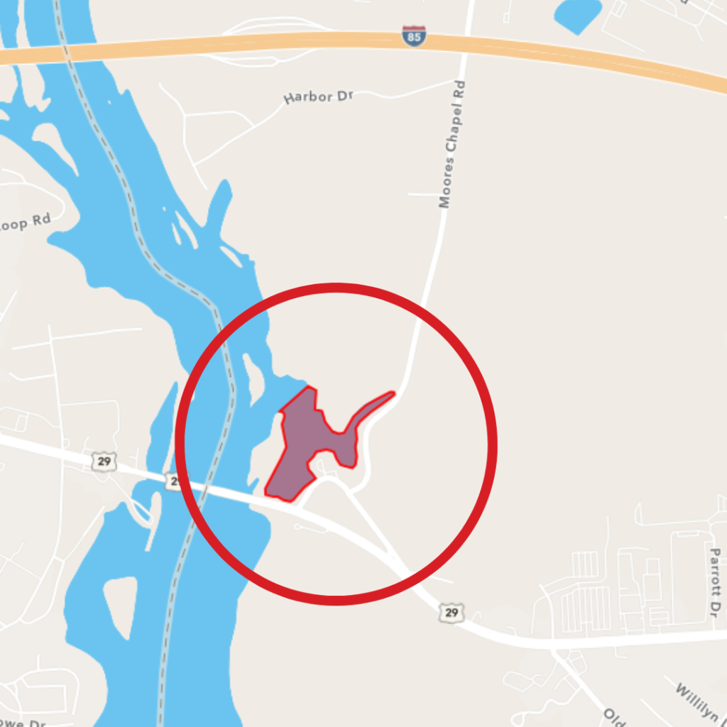Map showing where a no swimming advisory was issued on Lake Wylie.